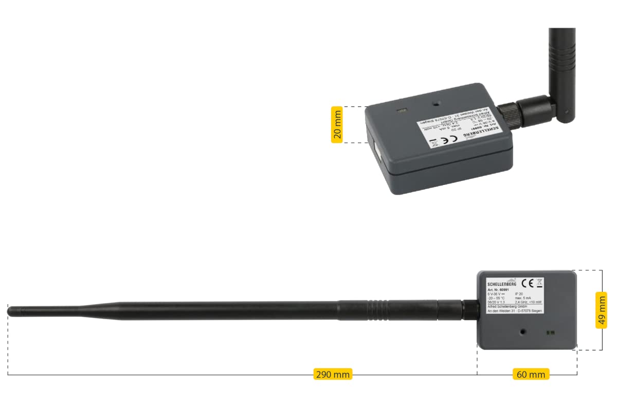Schellenberg 60991 Apricancello smart PLUS apriporta universale per garage da smartphone con alimentazione esterna e LED, Antracite