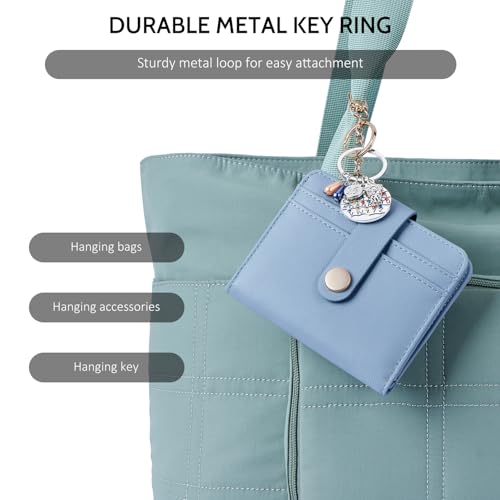 POIUGOYA Slim Wallet for Women,RFID Blocking Bifold Credit Card Holder with Zipper Coin Pocket,ID Window,Keychain