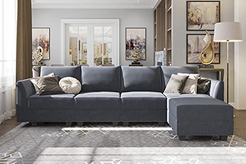 HONBAY Sectional Couch with Reversible Chaise Modern L-Shape Sofa 4-Seat Corner Couch Modular Sofa with Ottoman, Bluish Grey #1