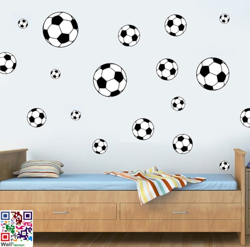 Stickers on Your Wall Lot de 22 stickers muraux repositionnables en vinyle Motif ballons de foot Noir