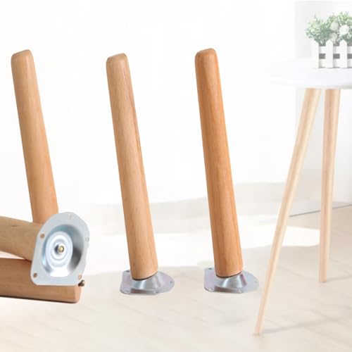 Generico Set di 4 Gambe in Legno di Quercia per Mobili, Gambe Inclinate per Tavolini da caffè, Divani, Tavoli, Poltrone, Comodini, Armadietti ECC.