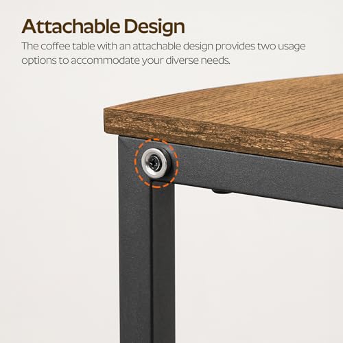 End Tables Set of 2, 23.6" Half Round Coffee Tables, Half Moon Table, 2-Tier Nightstands with Open Shelves, Entryway Table for Living Room, Bedroom, Rustic Brown KF02BR - Image 6