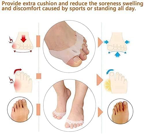 Feinerman 2 Pcs High Elastic Silicone Gel Toe Separators, 5 Holes Toe Straightener for Hammer Toe, Hallux Valgus Corrector, Bunion Relief, Toe Spacers, and Achilles Stretcher for Foot Pain 4