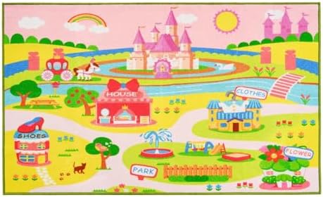 Booooom Jackson Kid Rug Carpet Playmat for Toy Cars Train,Huge Large 133x190cm Play Area Rug with Rubber Backing,Kids Race Track Rug for Toddlers Baby Children Playing Learning