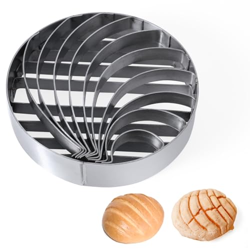Concha Cutter Mexican Bread, 4 Inch Double-Sided Concha Stamp Stainless Steel Mexican Bread Mold Concha Cookie Mold for Mexican Bakers Beginners Baking Lovers