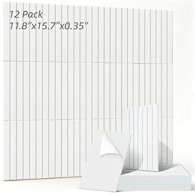 AUTORIFIC Acoustic Panels Self-Adhesive,11.8”x15.7”x0.35”, White, 12 Pack
