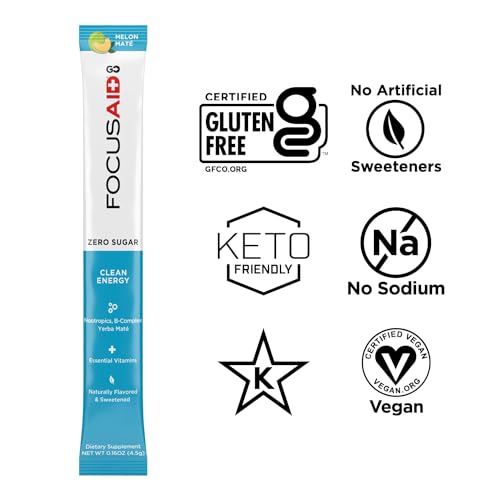 Image of FOCUSAID GO Nootropics Energy Blend, Zero Sugar, Alpha-GPC, GABA, B-Complex, Yerba Mate, Green Tea, Keto Friendly, 100mg Caffeine, 30 Count (Pack of 1)