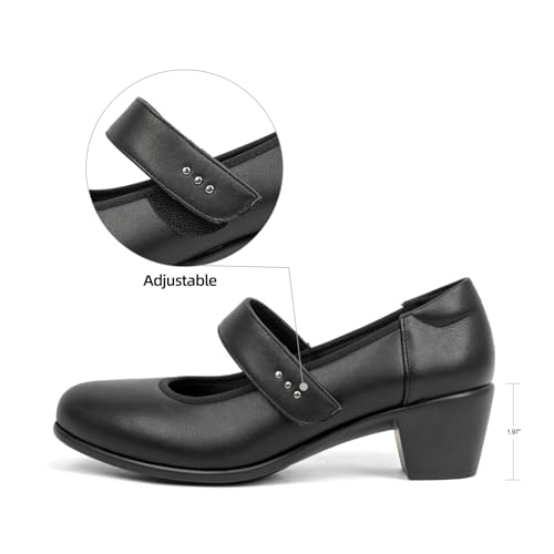 VJH confort Women's Mary Jane Pumps Low Block Chunky Heel Round Toe Dress Work Comfortable Shoes2