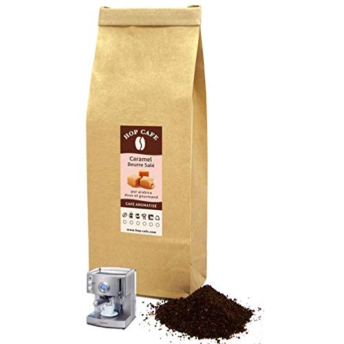 HOP CAFE - Café moulu - Arôme Caramel Beurre Salé - 250g - pour machine Expresso
