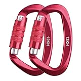 TRIWONDER カラビナ 登山 12kN ロックカラビナ Dリング 軽量 小型 アルミ ハンモック タープ キャンプ アウトドア 荷物のフック 犬のリード用 (レッド2個)