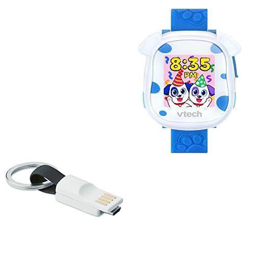 BoxWave Cable Compatible with VTech My First Kidi Smartwatch - Micro USB Keychain Charger, Key Ring Micro USB Cable - Jet Black