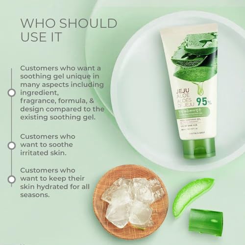 Image of The Face Shop Pure Aloe Vera Gel, 300ml for Skin, Hair & Body | Aloe Vera with Vitamin E | Clear Gel for Ultimate Hydration & Glow | Korean Skin care products