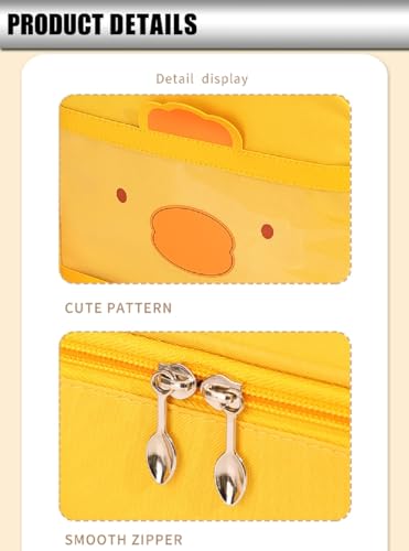 Image of CoolKraft Lunch Bag for School Kids, Girls, Cute Animal Design Bag, Lunch Bag for Office Women Travel Picnic Bag, Insulated Portable Tiffin Bag 29 x 18.5 x 14 cm (Yellow)
