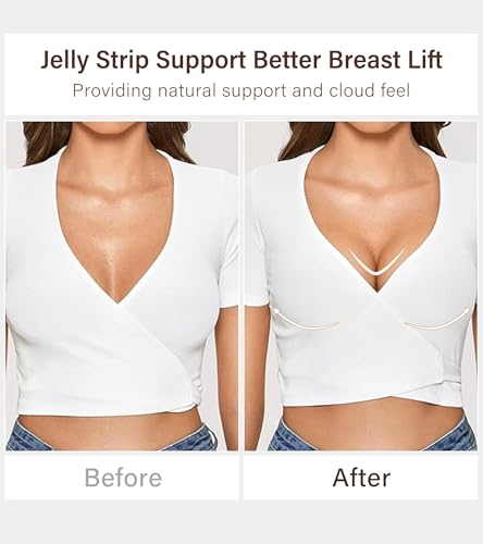 Image of DEANGELMON Seamless Bras for Women No Underwire Comfortable Push Up Bra V Neck Wireless Bralette Full Coverage Wire Free