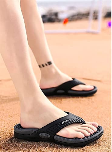 Acupressure Reflexology age Flip Flop With Arch Support For Flat Feet And Plantar Fasciitis, Foot Acupoint age Slippers Outdoor Summer Beach l (Color : Black, Size : 6.5 UK)3