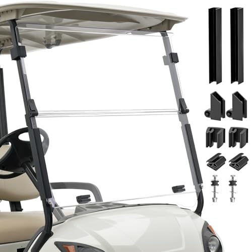 CLUBRALLY Golf Cart Windshield Compatible with 2007-2016 Yamaha G29/Drive Gas & Electric Models Includes Duty Hinges Anti-UV & Impact Resistant Windshield Replacement with Mounting Hardware Clear