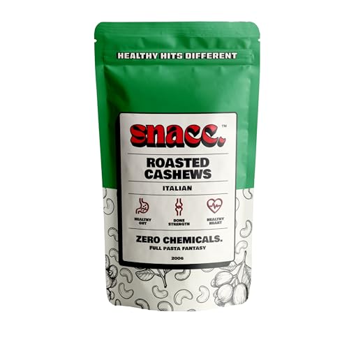Image of Snacc Italian Herb Roasted Cashews 200g | Savoury Masala Kaju Dry Fruit | Crunchy Premium Cashew Nuts | Protein-Rich | Zero Chemicals | 100% Clean Label Healthy Snack (Pack of 1)