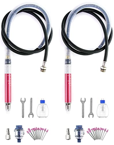 Image of QWORK Air Micro Grinder, 2 Set 1 /8 inch Mini Pencil Polishing Cutting Tool Pneumatic Pencil Die Grinder, 65000 RPM Free Speed