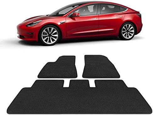 TOPlight Model 3 All Weather Floor mats,Protect Floor from Dirt, Mud, Snow, Slush & Water - Custom Fit Floor Mats,Front and Second Row (3 Pieces) (Black)
