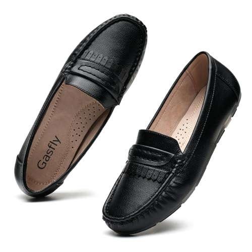 Image of Women's Business Loafers Work Casual Flats Shoes Lightweight Penny PU Leather Slip On Walking Shoes