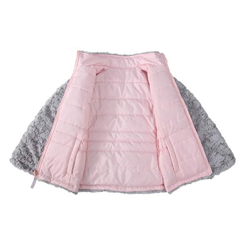 Rokka&Rolla Girls' Reversible Water-Resistant Teddy Sherpa Fleece Puffer Jacket Winter Coat2