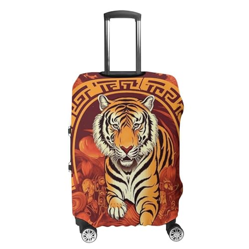 Prosperity in The Year of The Tiger Luggage Cover, Elastic Luggage Protector Fits 19-32in Suitcases, Washable & Anti-Scratch Suitcase Cover for Men Women XL4