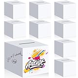 Paquete de 3 cajas de rifa de 10 pulgadas, elegante caja grande de cartón blanco de 10 x 10 x 10 pulgadas, caja de donación – Multiusos para rifa de eventos grandes, donación, boda, funeral, cajas de