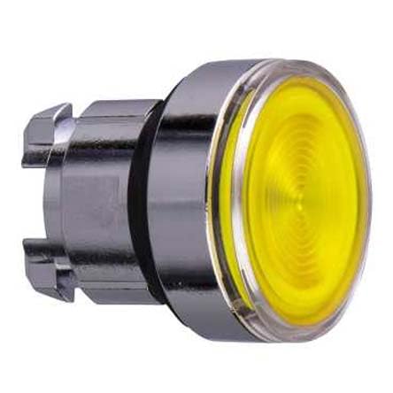 Cabeza pulsador luminoso amarillo LED y lente ranurada de alta difusión