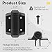 Self Closing Gate Hinges, Spring Loaded Fence Gate Hinges, Adjustable Tension Nylon Hinges for Vinyl, Wood & Pet Gates, Rust Free Outdoor Gate Hardware with Screws & Tool, 2 Pack Black