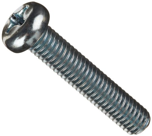 Steel Pan Head Machine Screw, Zinc Plated, Meets JIS B1111, #3 Phillips Drive, M6-1 Thread Size, 30 mm Length, Fully Threaded, Imported (Pack of 25)