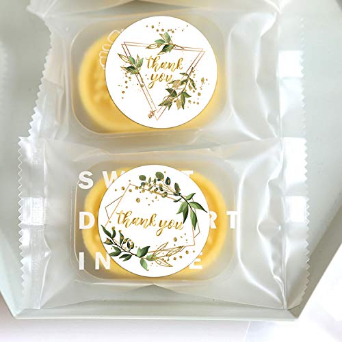 Thank You Stickers Roll, Green Leaves With Golden Frames Thank You Stickers, 1.4 Inch Adhesive Label Stickers 6 Different Designs, Perfect For Birthday, Wedding Favors, Small Business, 500 Per Pack. #TOP5