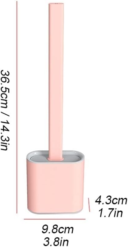 Toilet Brush Holder Toilet Brush Holder Wall-Mounted Silicone Toilet Bowl Brush Household Bathroom Toilet Cleaning Brush 360° No Dead Angle Brush Set Toilet Brush Holders(Pink)