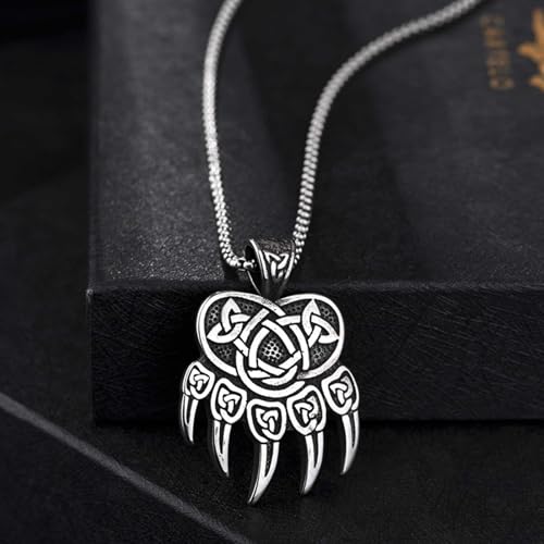 Collier Viking griffe d'ours en acier inoxydable bicolore