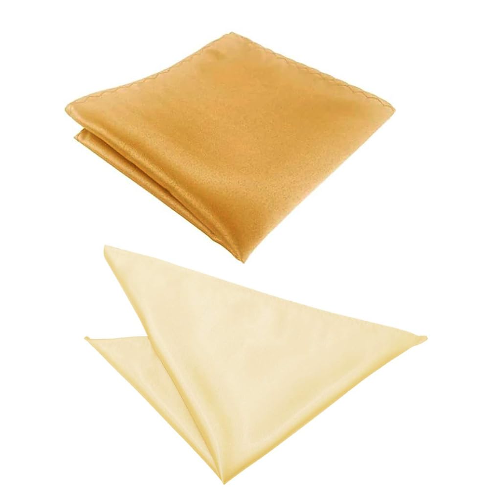 Style Along Badge Golden And Cream Premium Mens Solid Micro Fiber Silk Satin Pocket Square Wedding Handkerchiefs- Pack of 2-image-34