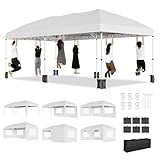 JoanKaren 10x20ft Commercial Canopy Tent, Heavy Duty Outdoor Party Tent with 6 Sidewalls, All Season Waterproof Windproof Gazebo, White Wedding Festival Canopy, Includes Storage Bag