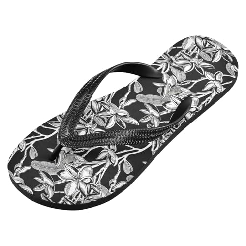Maple Leaf Sketch Orange Branch Leaves Black Flip Flops for Beach Thong Sandals Anti-slip Lightweight Beach Slippers for Travel Summer Outdoor2