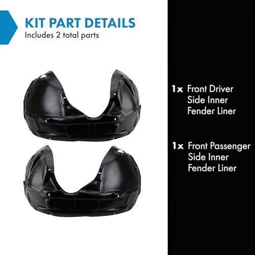 Image of TRQ Front Driver and Passenger Side Inner Fender Liner Set Compatible with 2008-2014 Dodge Challenger
