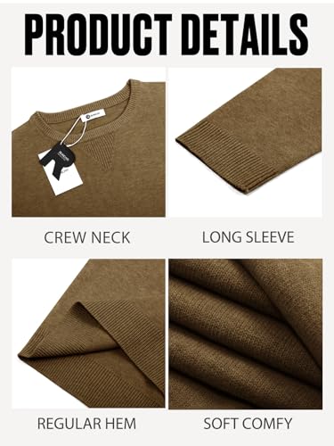 Image of Runcati Mens Crewneck Sweaters Casual Knit Lightweight Dress Sweater Long Sleeve Slim Fit Fall Winter Pullover
