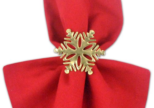 Dii Christmas Thanksgiving Holiday Tabletop Décor Collection Decorative Napkin Ring Holder Set, 2.5" Diameter, Gold Snowflake, 6 Piece #TOP1