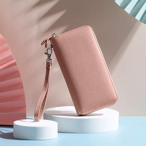 Image of Womens Wallet RFID Blocking Genuine Leather Zip Around Wallet Clutch Wristlet Travel Long Purse for Women
