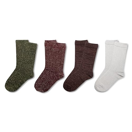 Image of RAFRAY Women's Glitter Socks Crew Length, Premium Shiny Sparkly Socks in Gift Box, 4 Pairs, Size US W: 5-9.5 EU: 36-40