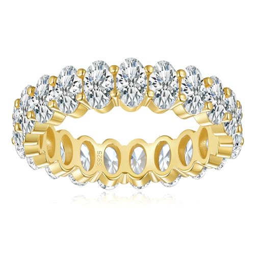 Yaresul 6.3CT Moissanite Eternity Ring, Oval Cut Moissanite Wedding Band
