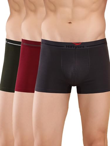 Image of HiFlyers Men's Cotton Spandex Odour-Free, Long Lasting Comfort, All Day Fresh and Confidence Dark Knight Collection Solid Trunks