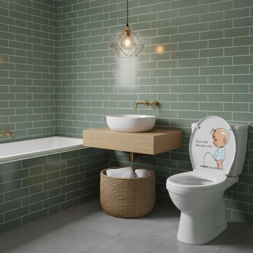 WC-Aufkleber, ’’Clean Your Piss’’, lustige Aufkleber für WC, wasserdicht, abnehmbare WC-Sitz-Aufkleber für Toilettendeckel, Badezimmer-Dekoration, WC-Zubehör, 1 Stück
