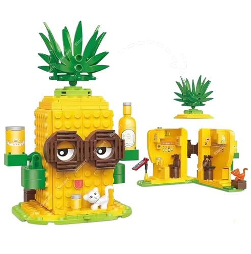 Image of Pineapple Refreshing Store Building Blocks Set - 249 PCS STEM Construction Toy for Kids 6+ | Creative DIY Fruit Shop Model | Educational Gift for Girls & Boys | Easy-to-Build Block Set