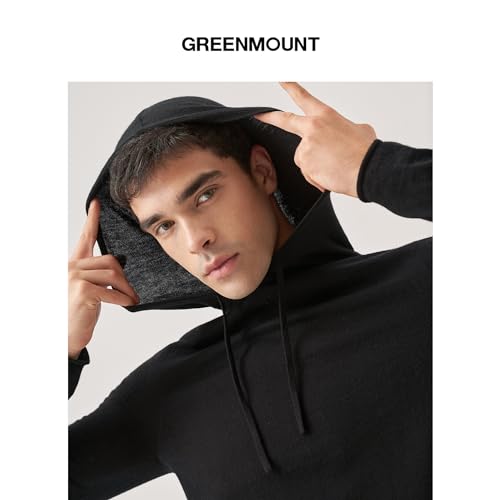 GreenMount Men's Lightweight Cashmere Hoodie Blend with Volcanic Ash Pullover Pocketless for Spring and Summer2