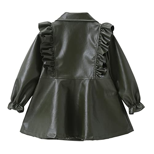 Toddler Baby Girls Fall Winter Tops Ruffled PU Leather Jacket Motorcycle Biker Button Down Coat2