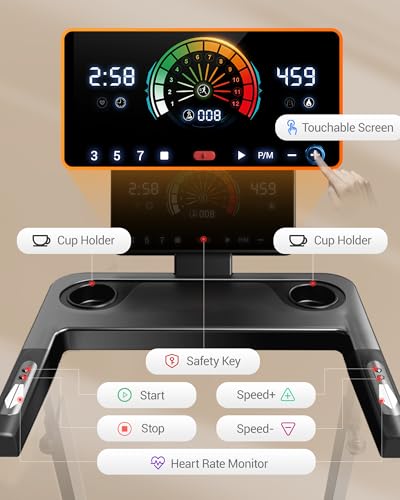 Image of UMAY Fitness Treadmill with 0% /20% Auto /Manual Incline, Treadmills for Home Folding with Pulse Sensors, 300 /350 /400LBS Capacity, Max 4.0HP Quiet Brushless & 8.0 /8.7 /9.5MPH