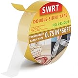 SWRT Double Sided Fabric Tape 0.75' x 66FT – Heavy Duty, Clear, No Residue, Strong Adhesion for Carpet, Crafts, Clothing, Outdoor & Indoor Use