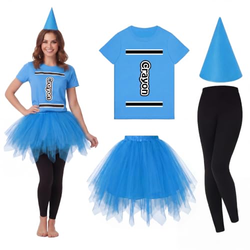 Mepase 4 Pcs Women's Crayon Costume Set for Teacher,Light Blue,M by Mepase - Used condition - US$29.44